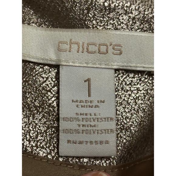 Chico's silver shimmer Jacket, metallic sheen, glamour, party, lightweight - Picture 4 of 4